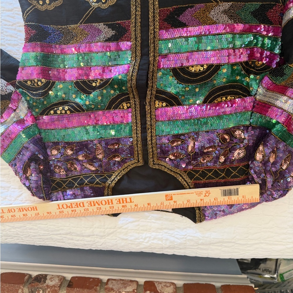 Colorful Vintage Embellished Silk Beaded Women's Jacket - Picture 6 of 8
